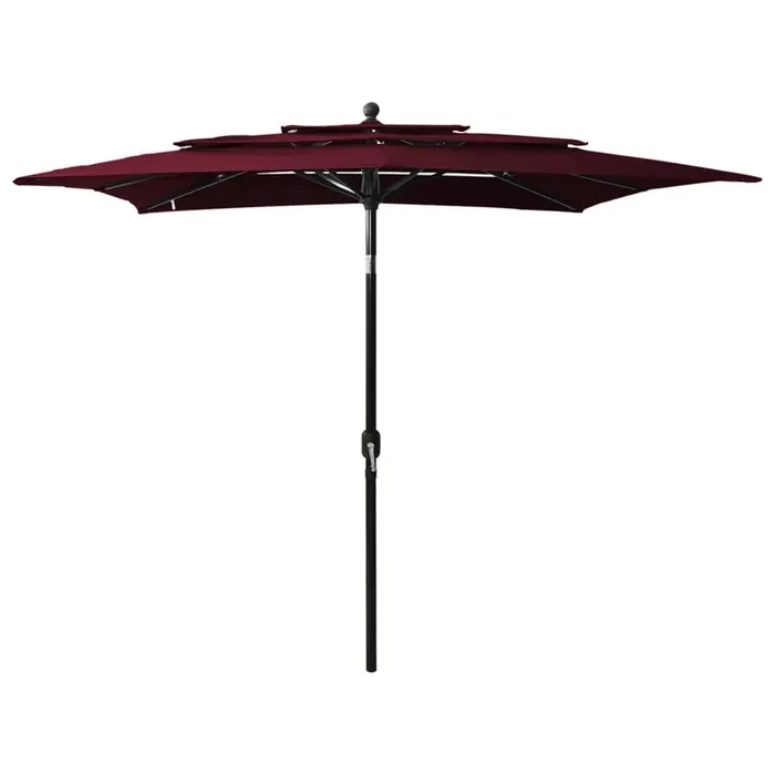vidaXL 3-Tier Garden Parasol with Aluminium Pole Bordeaux Red 2.5×2.5 m