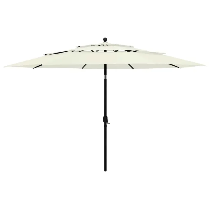 vidaXL 3-Tier Garden Parasol with Aluminium Pole Sand 3.5 m