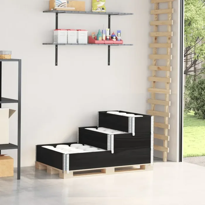 vidaXL 3-Tier Raised Bed Black 120×80 cm Solid Wood Pine