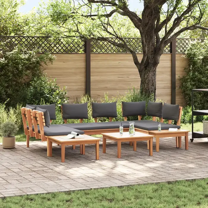 vidaXL 4 Piece Garden Bench Set with Cushions Solid Wood Teak