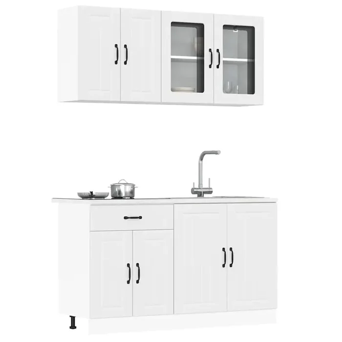 vidaXL 4 Piece Kitchen Cabinet Set Lucca White Engineered Wood