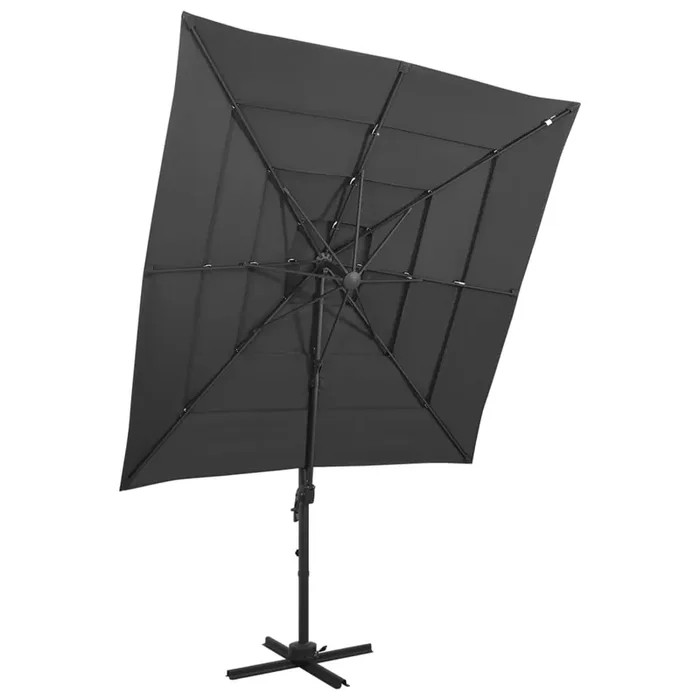 vidaXL 4-Tier Garden Parasol with Aluminium Pole Anthracite 250×250 cm