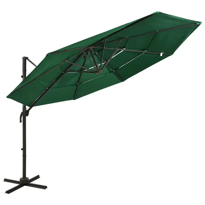 vidaXL 4-Tier Garden Parasol with Aluminium Pole Green 3×3 m