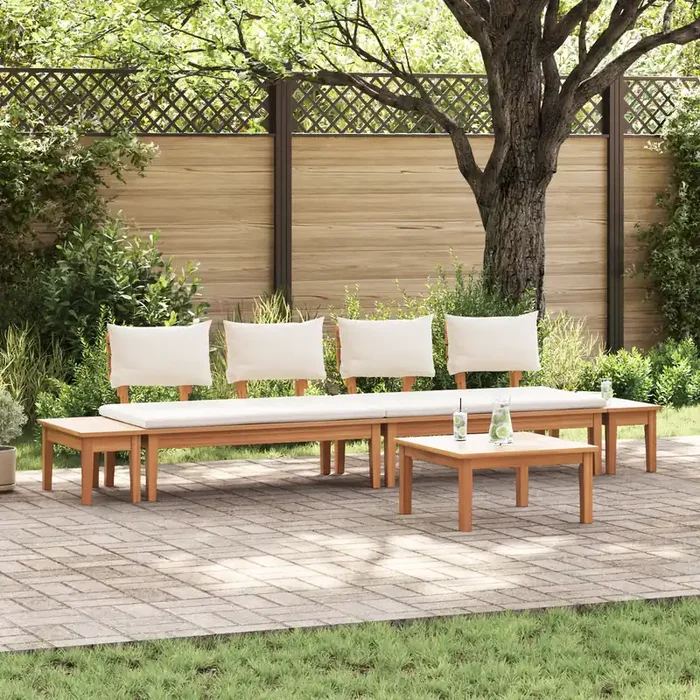 vidaXL 5 Piece Garden Bench Set with Cushions Solid Wood Teak