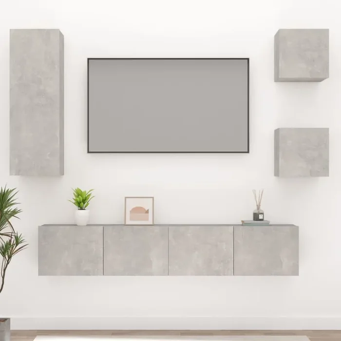 vidaXL 5 Piece TV Cabinet Set Concrete Grey Engineered Wood