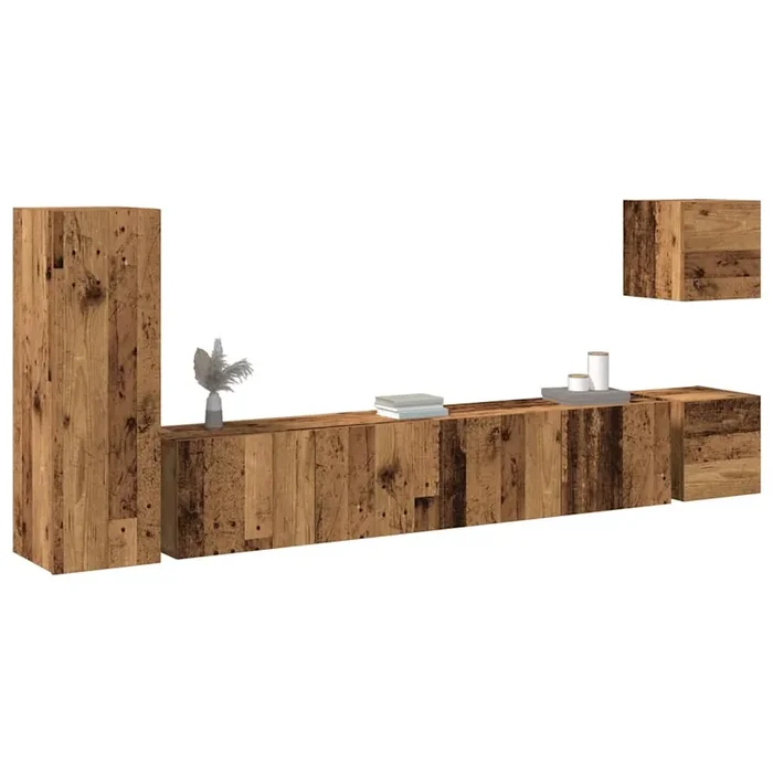 vidaXL 5 Piece TV Cabinet Set Wall-mounted Old Wood Engineered Wood