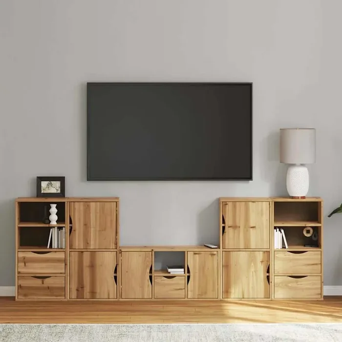 vidaXL 5 Piece TV Units with Storage ODDA Solid Wood Pine