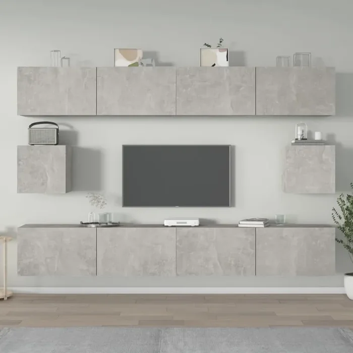 vidaXL 6 Piece TV Cabinet Set Concrete Grey Engineered Wood