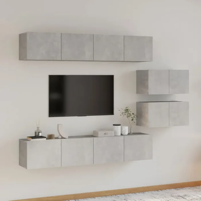 vidaXL 6 Piece TV Cabinet Set Concrete Grey Engineered Wood