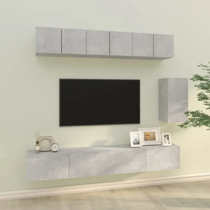 vidaXL 6 Piece TV Cabinet Set Concrete Grey Engineered Wood