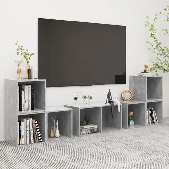 vidaXL 6 Piece TV Cabinet Set Concrete Grey Engineered Wood