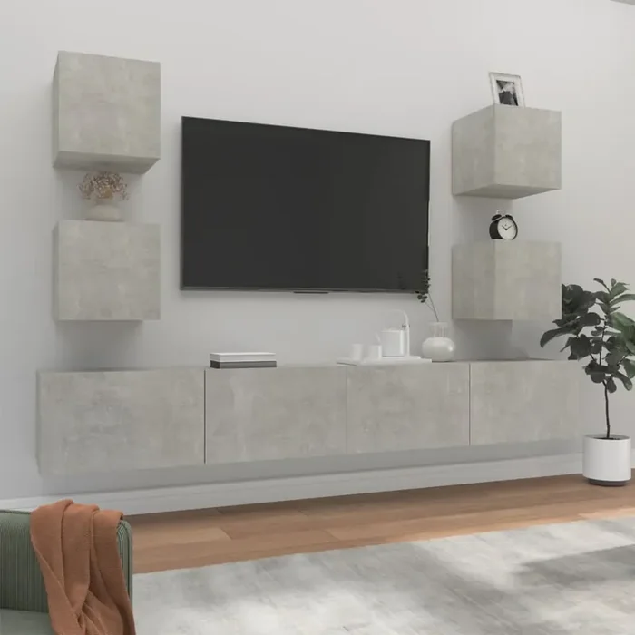 vidaXL 6 Piece TV Cabinet Set Concrete Grey Engineered Wood