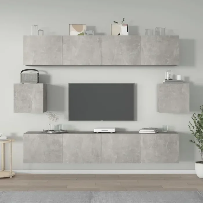 vidaXL 6 Piece TV Cabinet Set Concrete Grey Engineered Wood