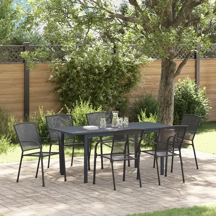 vidaXL 7 Piece Garden Dining Set Anthracite Steel