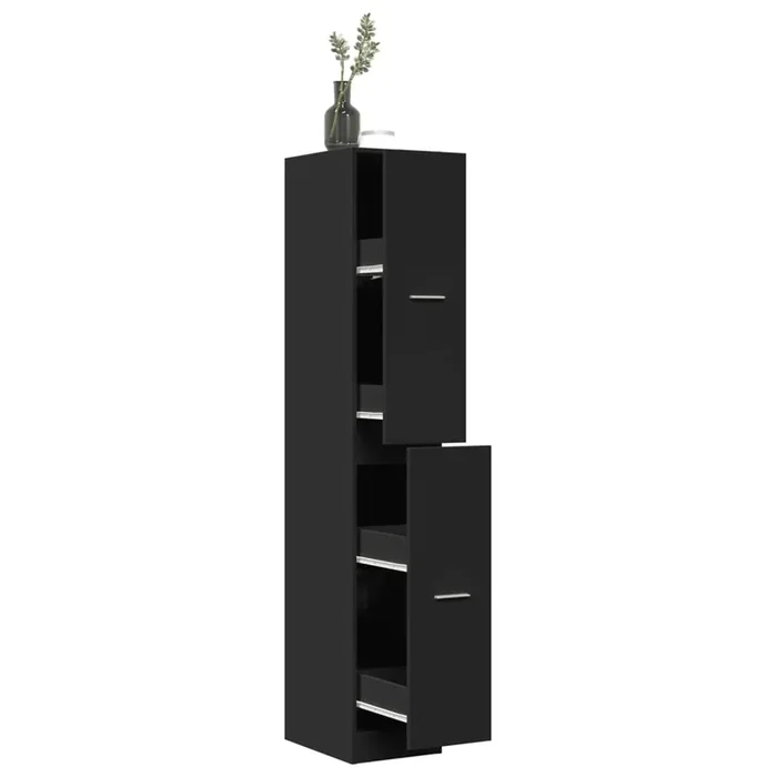 vidaXL Apothecary Cabinet Black 30x41x174.5 cm Engineered Wood
