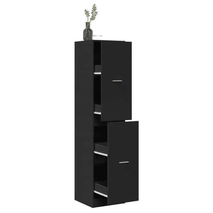vidaXL Apothecary Cabinet Black 40x41x174.5 cm Engineered Wood
