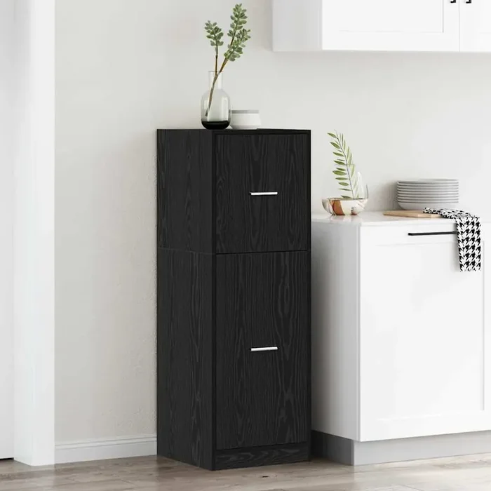 vidaXL Apothecary Cabinet Black Oak 40x41x118 cm Engineered Wood