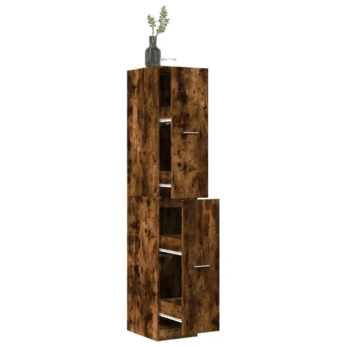 vidaXL Apothecary Cabinet Smoked Oak 30x41x174.5 cm Engineered Wood