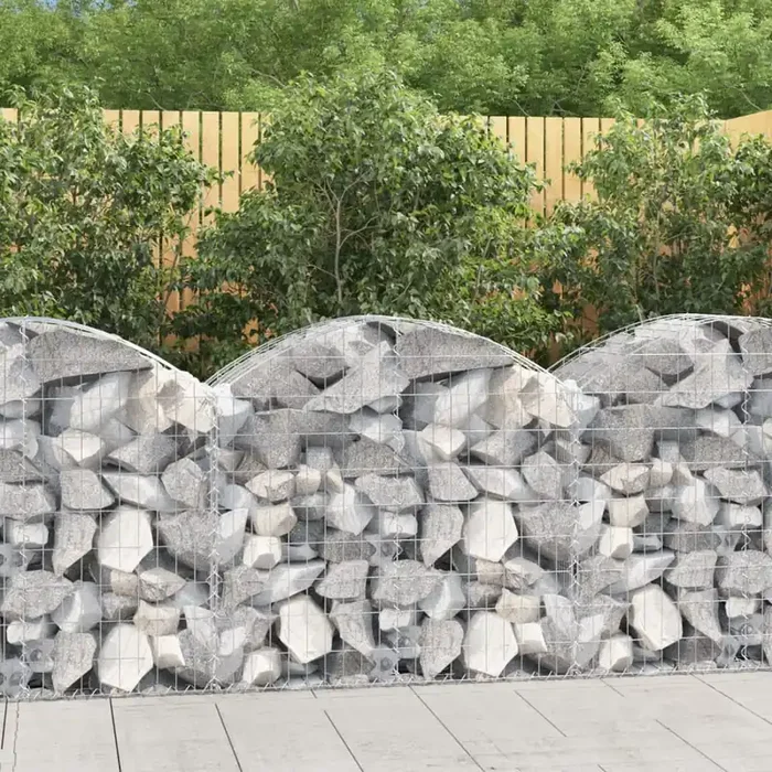 vidaXL Arched Gabion Basket 100x50x80/100 cm Galvanised Iron