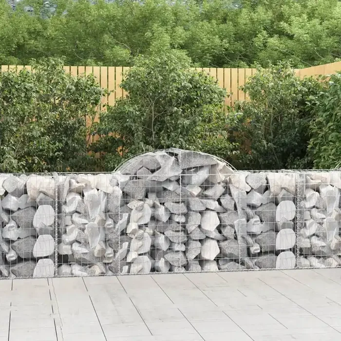 vidaXL Arched Gabion Basket 200x50x80/100 cm Galvanised Iron
