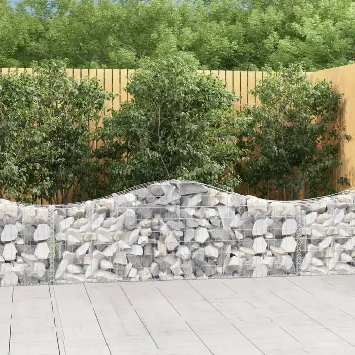 vidaXL Arched Gabion Baskets 15 pcs 200x30x60/80 cm Galvanised Iron