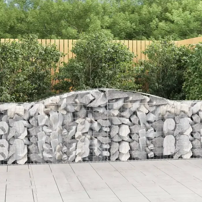 vidaXL Arched Gabion Baskets 2 pcs 400x50x80/100 cm Galvanised Iron