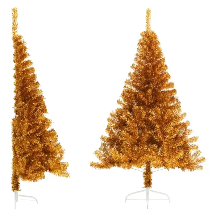 vidaXL Artificial Half Christmas Tree with Stand Gold 180 cm PET