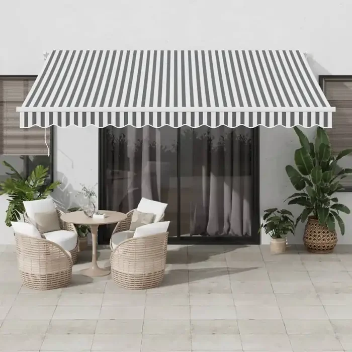 vidaXL Automatic Retractable Awning Anthracite&White 400×350 cm