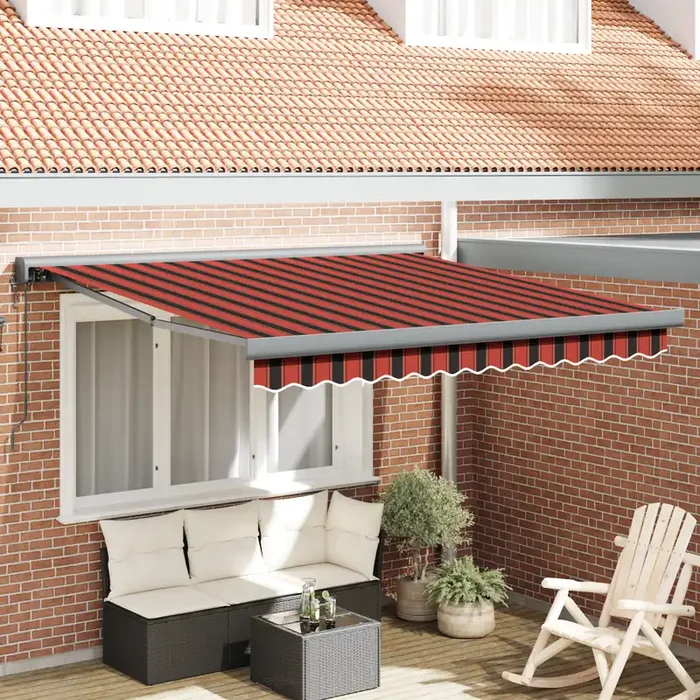 vidaXL Automatic Retractable Awning in Orange and Brown, 300×250 cm
