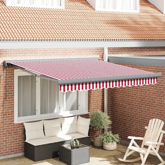 vidaXL Automatic Retractable Awning Red and White Stripe 300×250 cm
