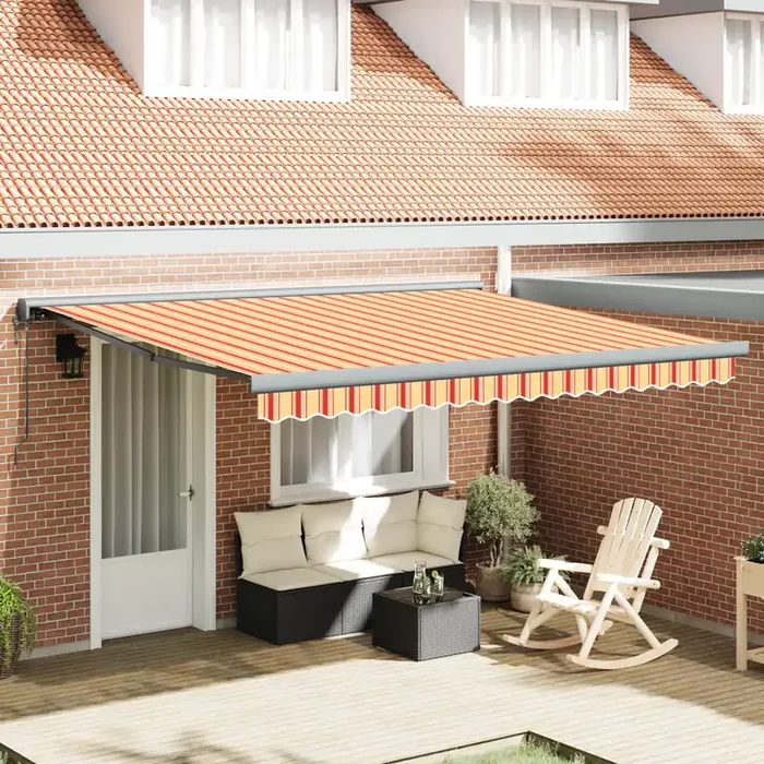 vidaXL Automatic Retractable Awning Yellow and Orange 400×300 cm