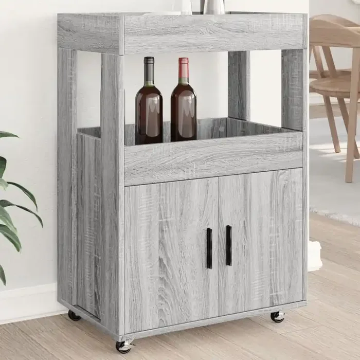 vidaXL Bar Cart Grey Sonoma 60×39.5×89 cm Engineered Wood