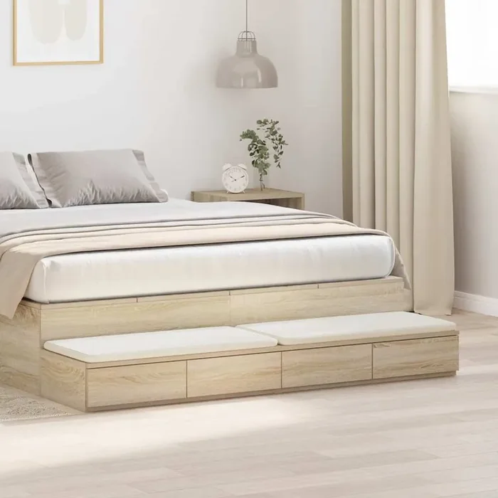 vidaXL Bed Cabinet Sonoma Oak 140×36,5×16,5 cm Engineered Wood