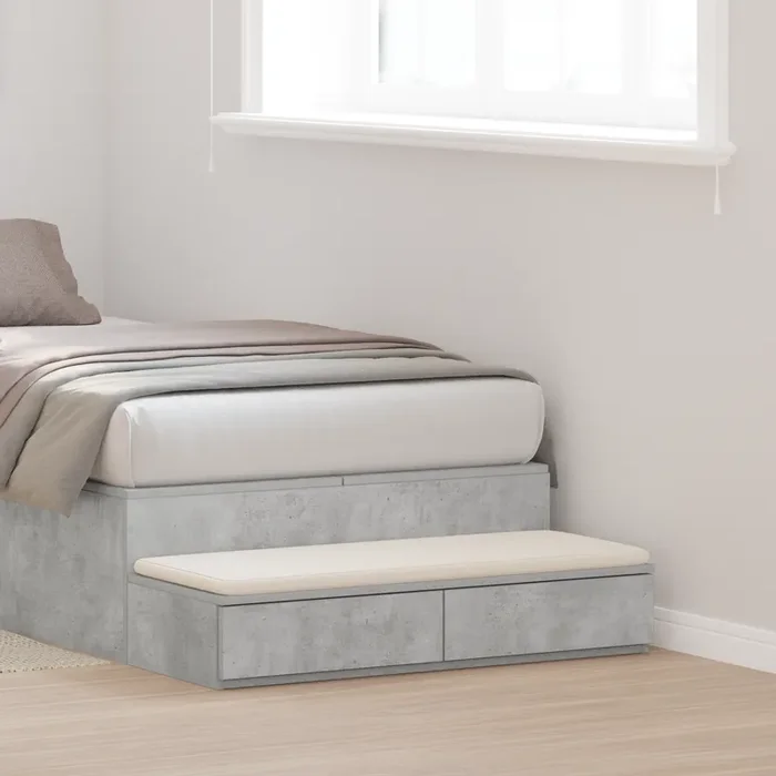 vidaXL Bed Drawers – Concrete Grey, 90 x 36.5 x 16.5 cm, Made of Engineered Wood