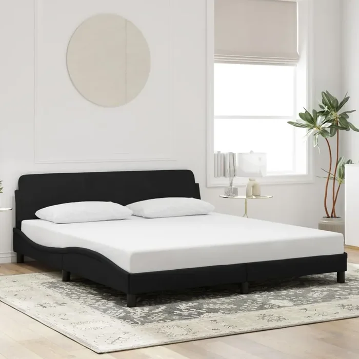 vidaXL Bed Frame “Dover” Black 180×200 cm Super King Velvet