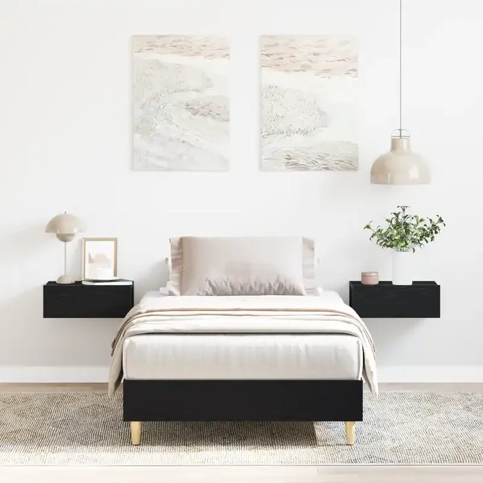 vidaXL Bed Frame 90×200 cm Black Oak Engineered Wood