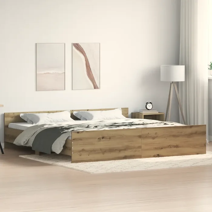 vidaXL Bed Frame Artisan Oak 200×200 cm Engineered Wood