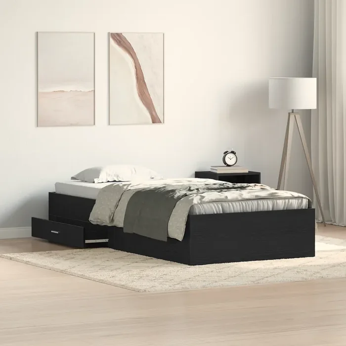 vidaXL Bed Frame Black Oak 90×200 cm Engineered Wood
