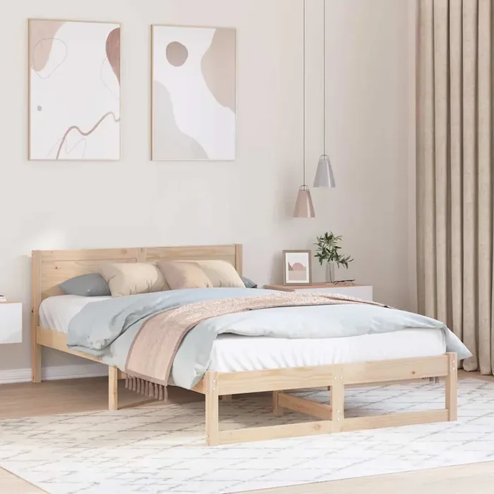 vidaXL Bed Frame Natural Solid Pine wood 120 x 200 cm Lightweight