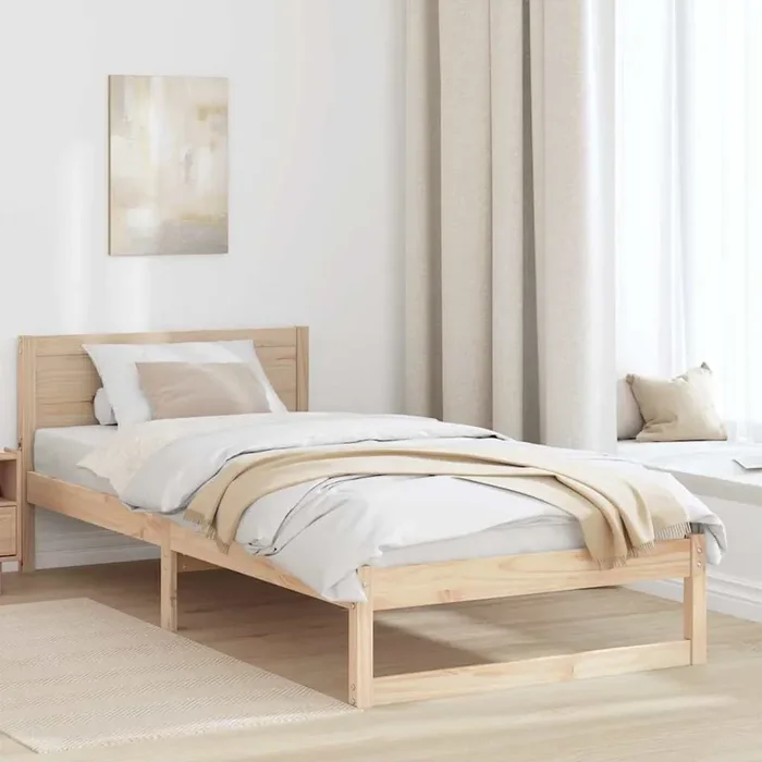 vidaXL Bed Frame Natural Solid Wood 80 x 200 cm Minimalist Bed Frame