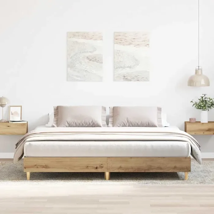 vidaXL Bed Frame No Mattress Artisan Oak 200×200 cm Engineered Wood
