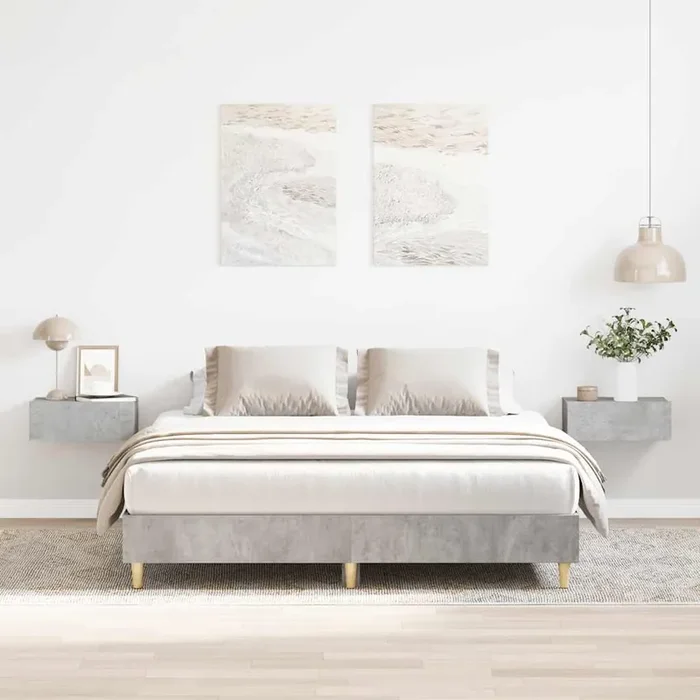 vidaXL Bed Frame No Mattress Concrete Grey 150×200 cm King Size Engineered Wood