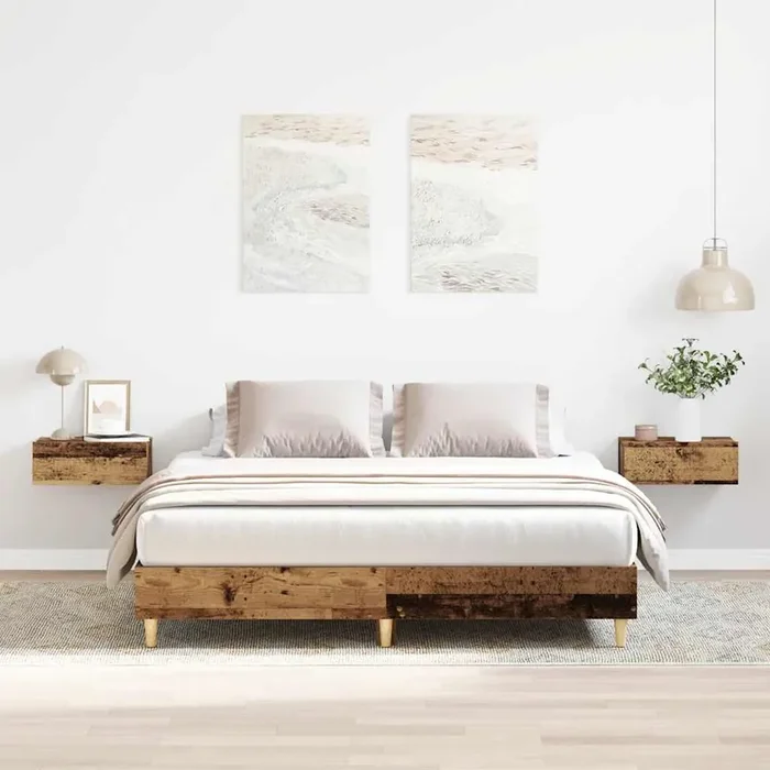 vidaXL Bed Frame No Mattress Old Wood 150×200 cm King Size Engineered Wood