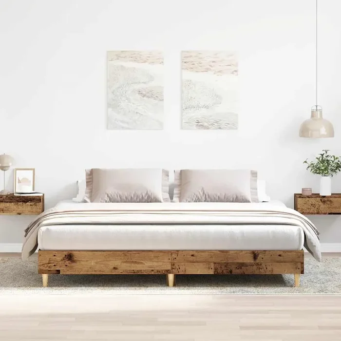 vidaXL Bed Frame No Mattress Old Wood 200×200 cm Engineered Wood