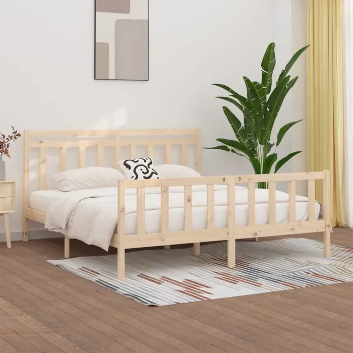 vidaXL Bed Frame Solid Wood Pine 200×200 cm