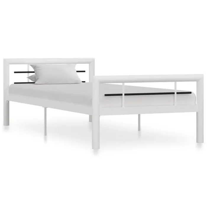 vidaXL Bed Frame White and Black Metal 90×200 cm