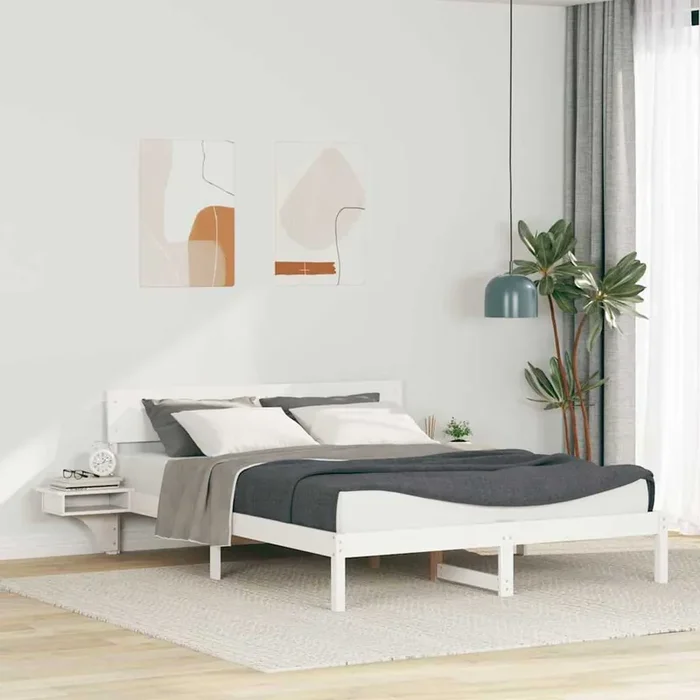 vidaXL Bed Frame with Bedside Tables with Headboard White 160 x 200 cm