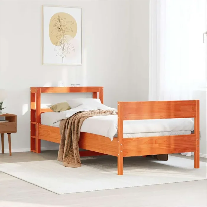 vidaXL Bed Frame without Mattress Wax Brown 90×200 cm Solid Wood Pine
