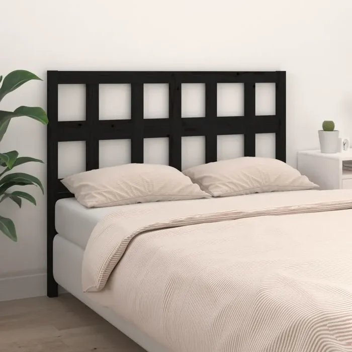 vidaXL Bed Headboard Black 125.5x4x100 cm Solid Wood Pine