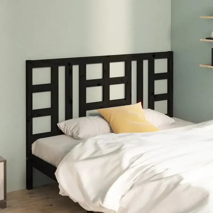 vidaXL Bed Headboard Black 126x4x100 cm Solid Wood Pine